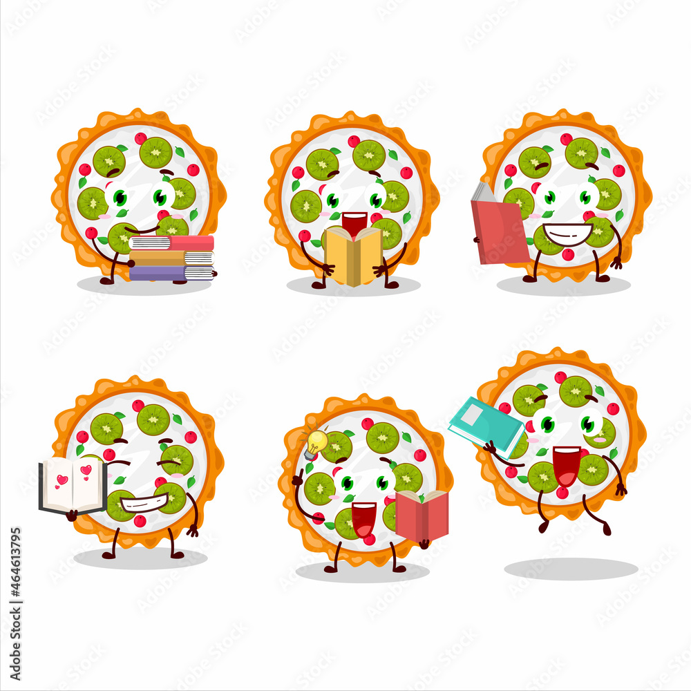 Fototapeta premium A picture of fruit tart cartoon character concept reading an amusing book