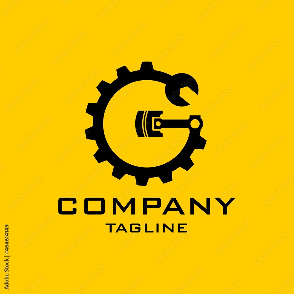 the initial letter G forms the Gear, wrench, piston. the initial letter G forms the Gear, wrench, piston.