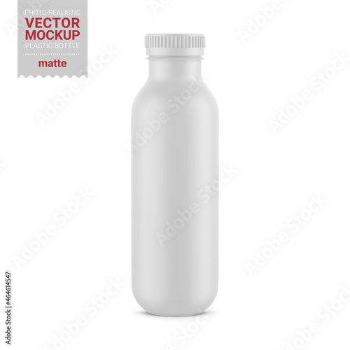 White matte plastic bottle mockup. Vector illustration.