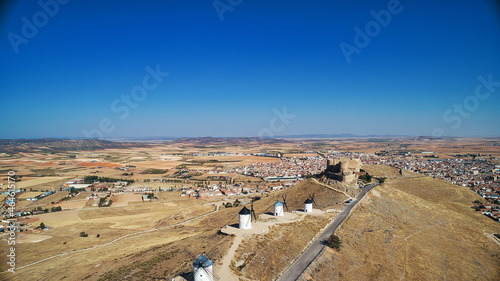 Windmills and castle in Consuegra, a wonder