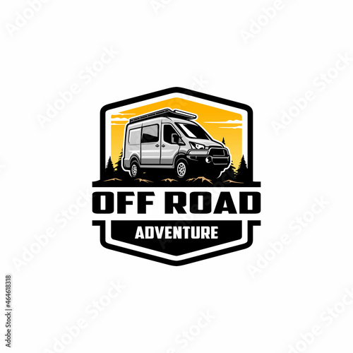 off road camper van vehicle logo isolated vector