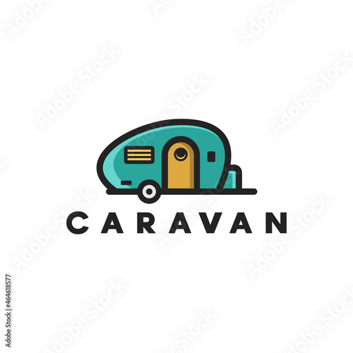 caravan RV trailer isolated vector for logo or illustrations