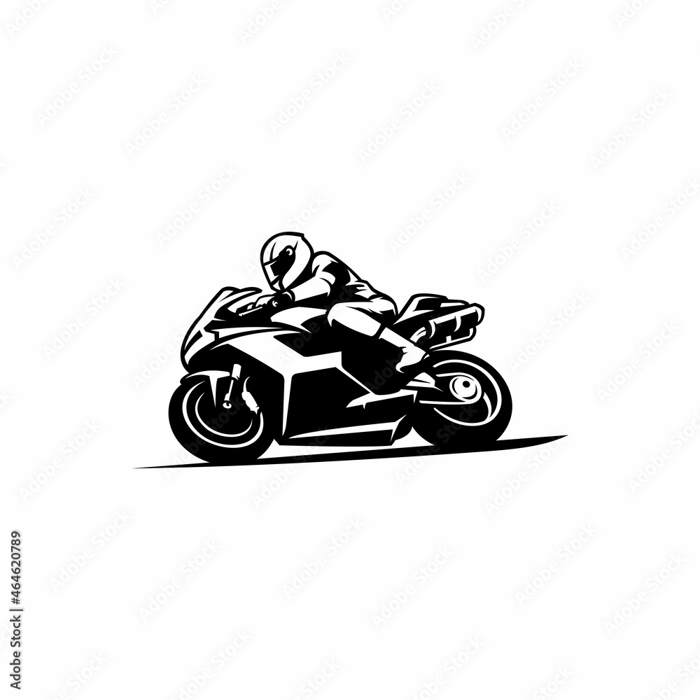 biker riding motorcycle vector on white background