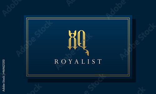 Royal vintage intial letter XQ logo.