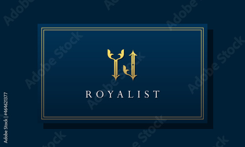 Royal vintage intial letter YJ logo.