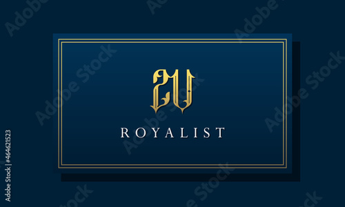 Royal vintage intial letter ZU logo.