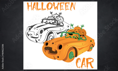 Halloween car free vector