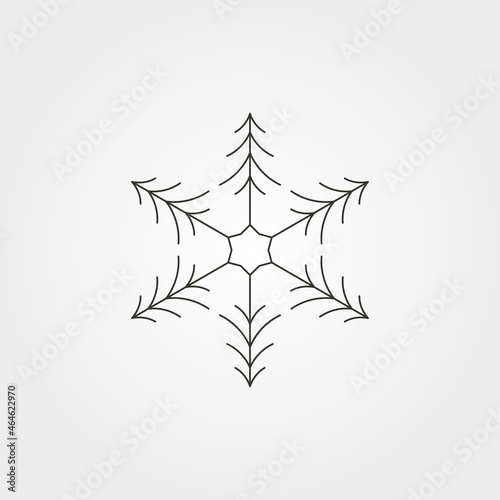 creative pines snowflake icon logo line art vector symbol illustration design, circle pine tree logo design