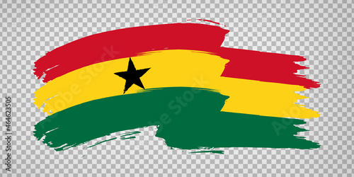 Flag Republic of Ghana from brush strokes. Waving Flag Ghana on transparent background for your web site design, app, UI. Stock vector. EPS10.
