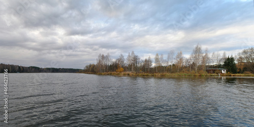 Summer fishing on the Desna river, beautiful panorama. © Юрий Фатеев