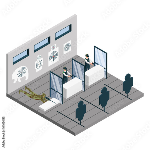 Shooting Range Isometric Colored Composition