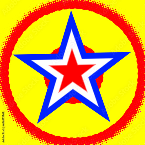 Multicolor star shape. Abstract halftone vector illustration