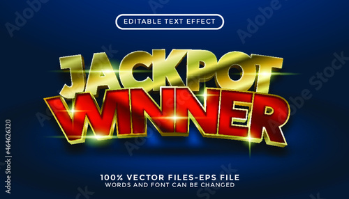 Jackpot Winner text. editable text effect with golden style premium vectors
