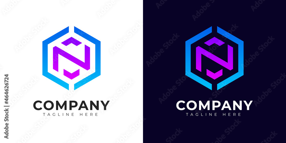 Initial letter n logo vector design template. Modern gradient style n logo design. Initial letter n logo vector design template. Modern gradient style n logo design.