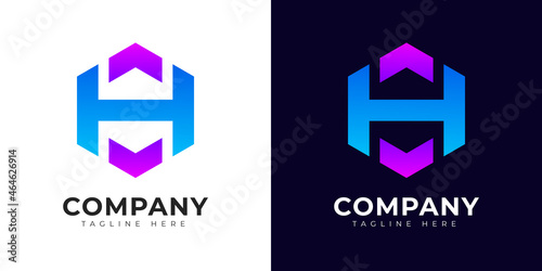 Initial letter h logo vector design template. Modern gradient style h logo design.