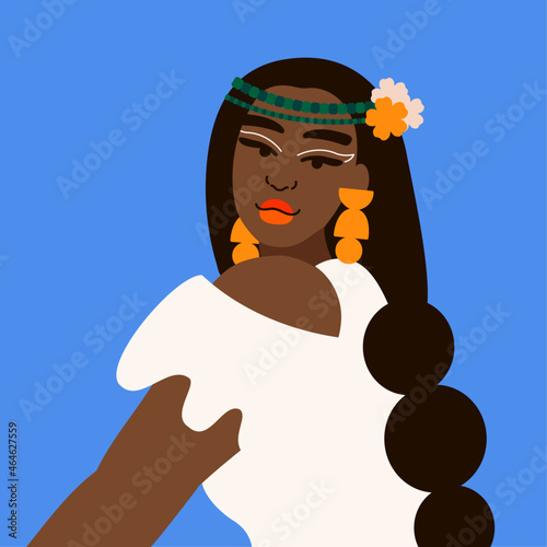 Illustration of woman wearing flower crown