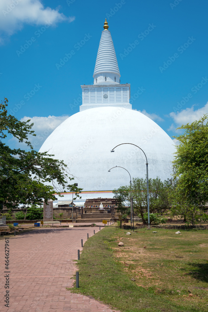 Ancient Buddhist dagoba Mirisaveti Stupa sunny day. Anuradhapura