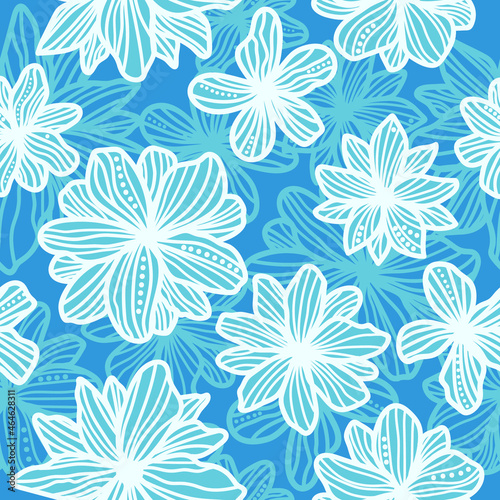 seamless background with blue flowers