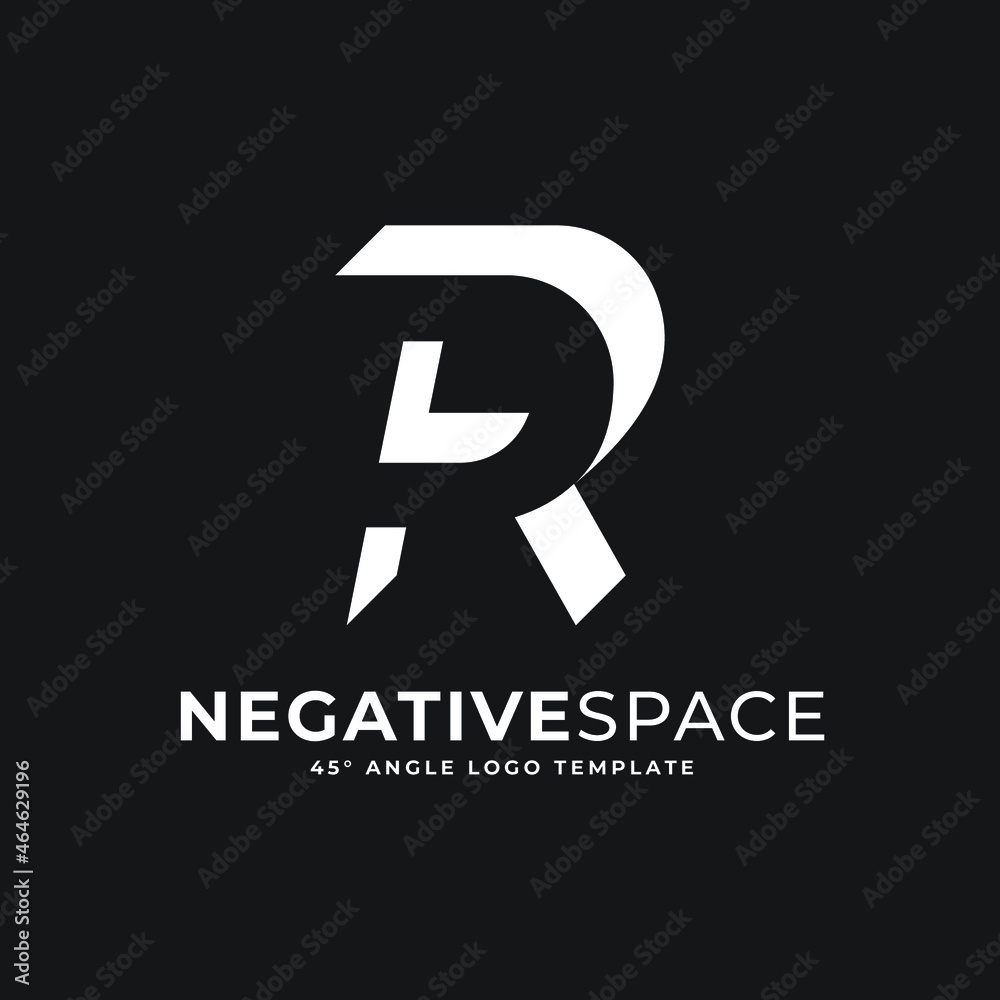 Obraz premium R Letter Logo Negative Space
