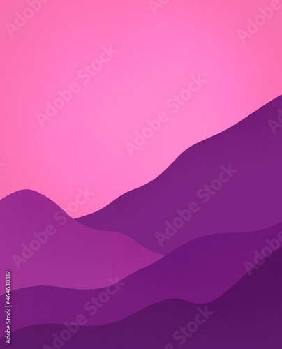 Mountains at sunset. Landscape with the setting sun. Sunset background. Freehand drawing background for poster.