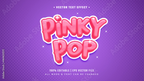 Pinky Pop 3d Text Style Effect. Editable Illustrator Text Style.