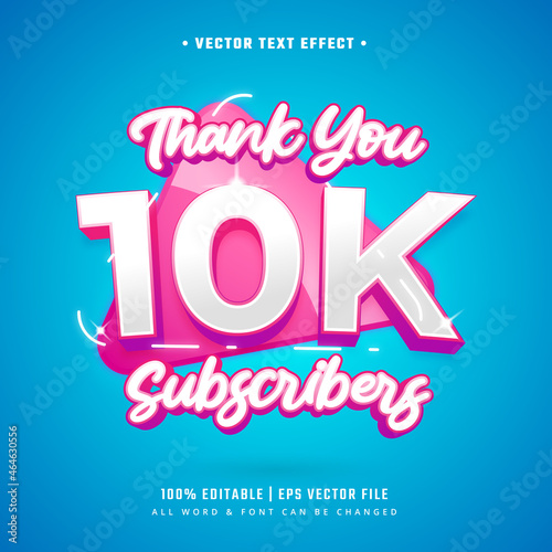 Thank You 10k Subscribers 3d Text Style Effect. Editable Illustrator Text Style.