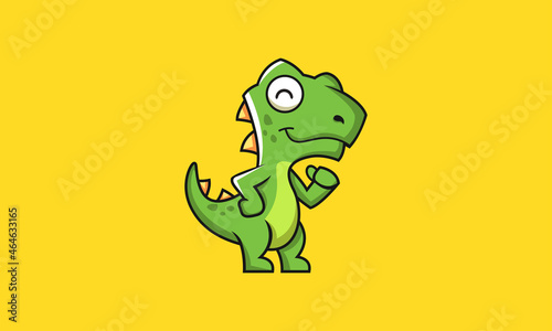 Illustration vector mascot of happy dinosaur