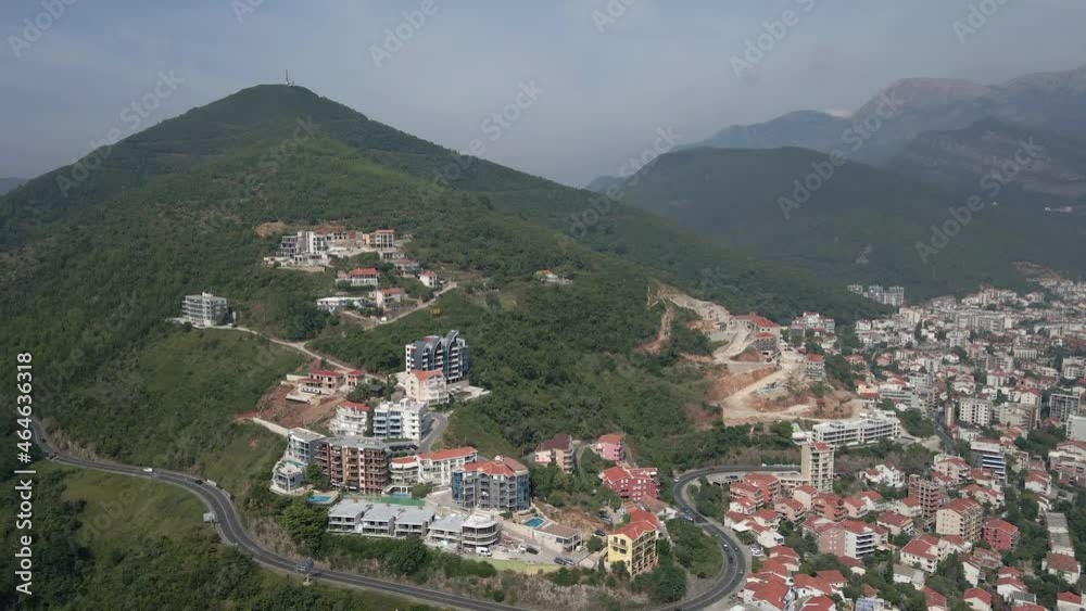 Unfinished buildings. Budva. Aerial view. Unfinished buildings. Budva. Aerial view.
