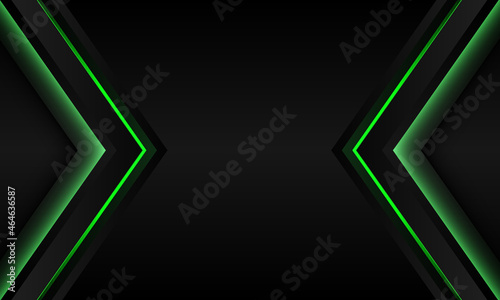 Abstract green light arrow direction black metallic pattern design modern futuristic technology background vector illustration.