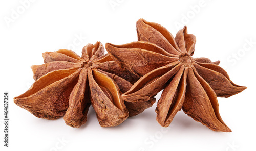 Star anise spice and isolated on white background
