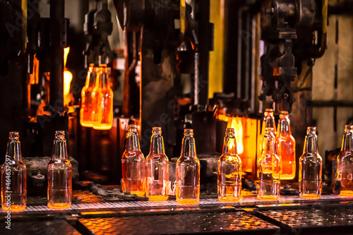 Картината върху платно Glass factory, industrial production of glass containers