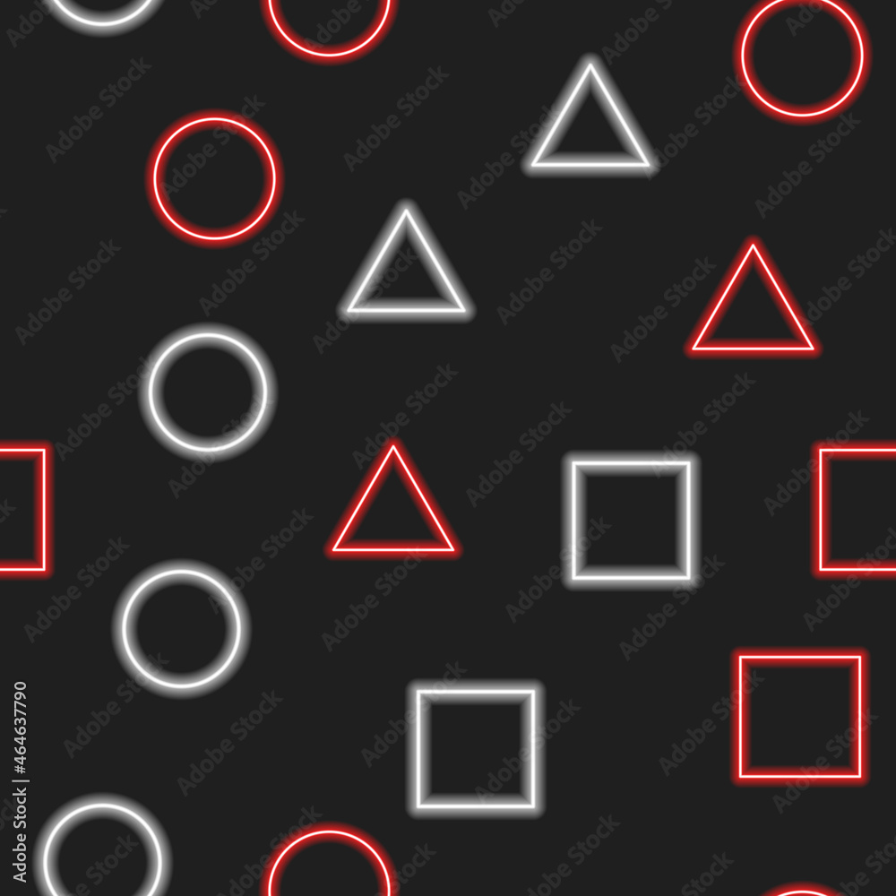 Abstract neon background. Texture of geometric shapes circle, triangle, square. Abstract neon background. Texture of geometric shapes circle, triangle, square.
