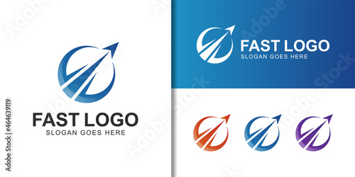 Elegant circle business logo with plane launch business travel agency logo