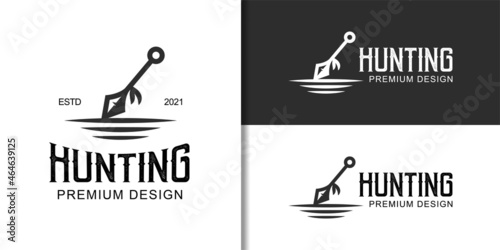 vintage retro native indian spears logo icon vector for warrior or hunting animals in outdoor logo design