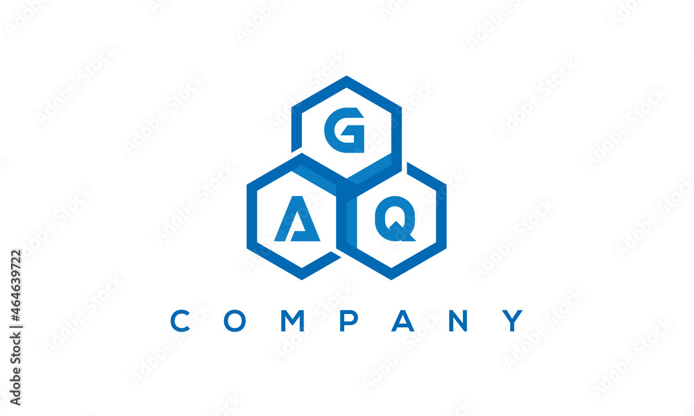 GAQ three letters creative polygon hexagon logo GAQ three letters creative polygon hexagon logo