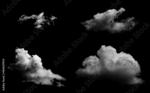 white clouds isolated on black background