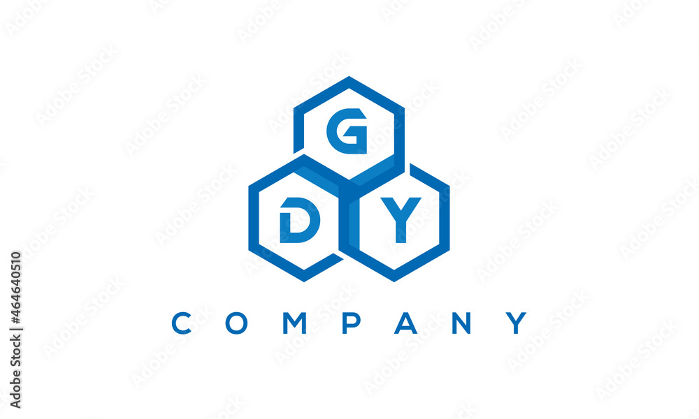 GDY three letters creative polygon hexagon logo - obrazy, fototapety, plakaty 