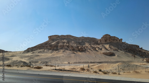 Mountains road to the desert dammam highway. 