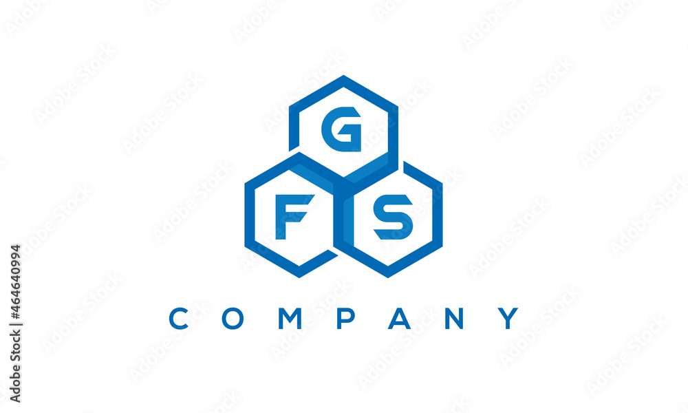 GFS three letters creative polygon hexagon logo GFS three letters creative polygon hexagon logo