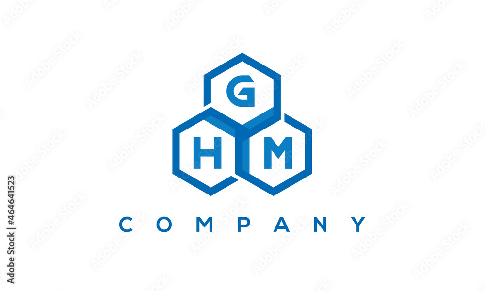 GHM three letters creative polygon hexagon logo