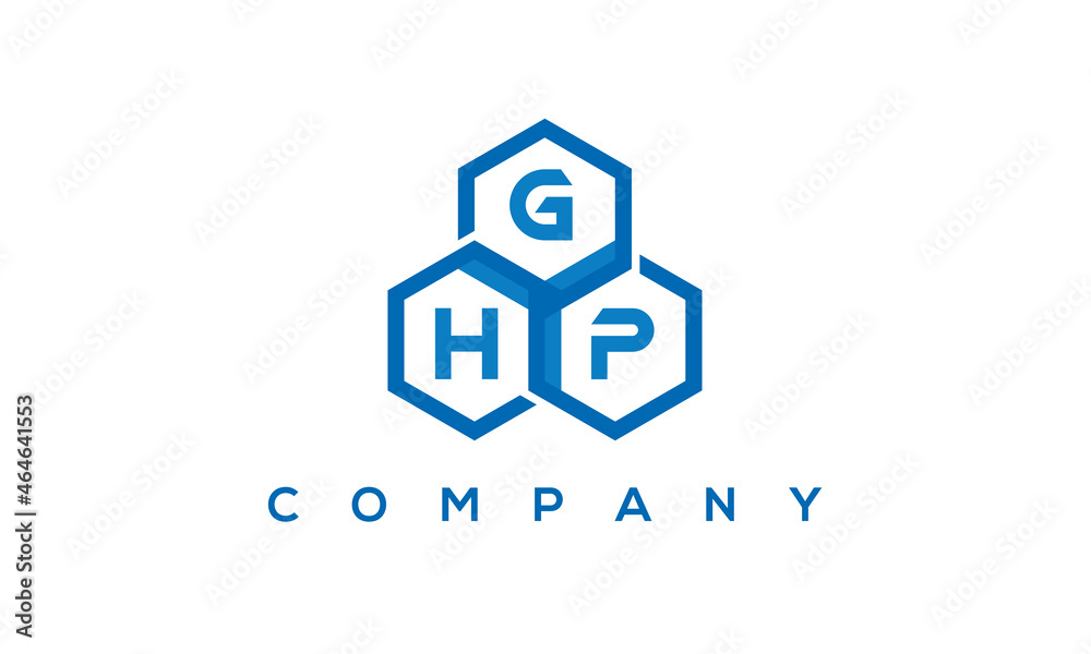GHP three letters creative polygon hexagon logo