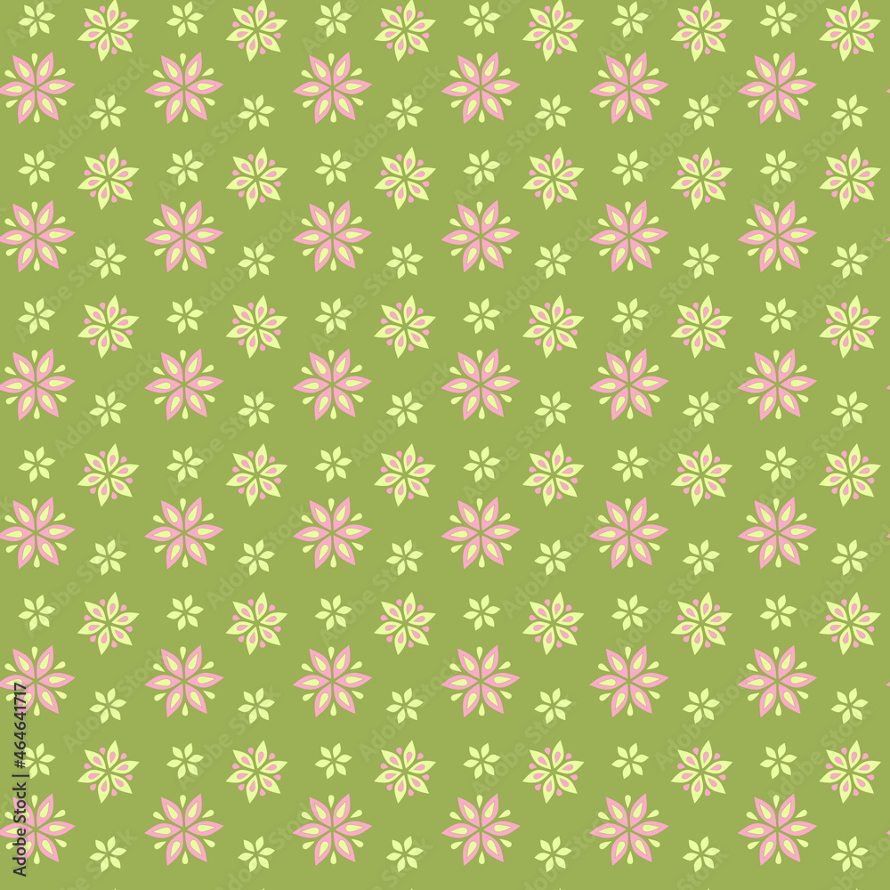 Hand drawn vector illustration of simple flower in traditional folk style. Seamless pattern Hand drawn vector illustration of simple flower in traditional folk style. Seamless pattern