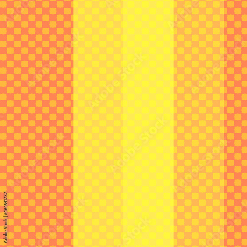 黄色とオレンジの水玉（ドット）チェックとストライプと無地のコピースペースの背景