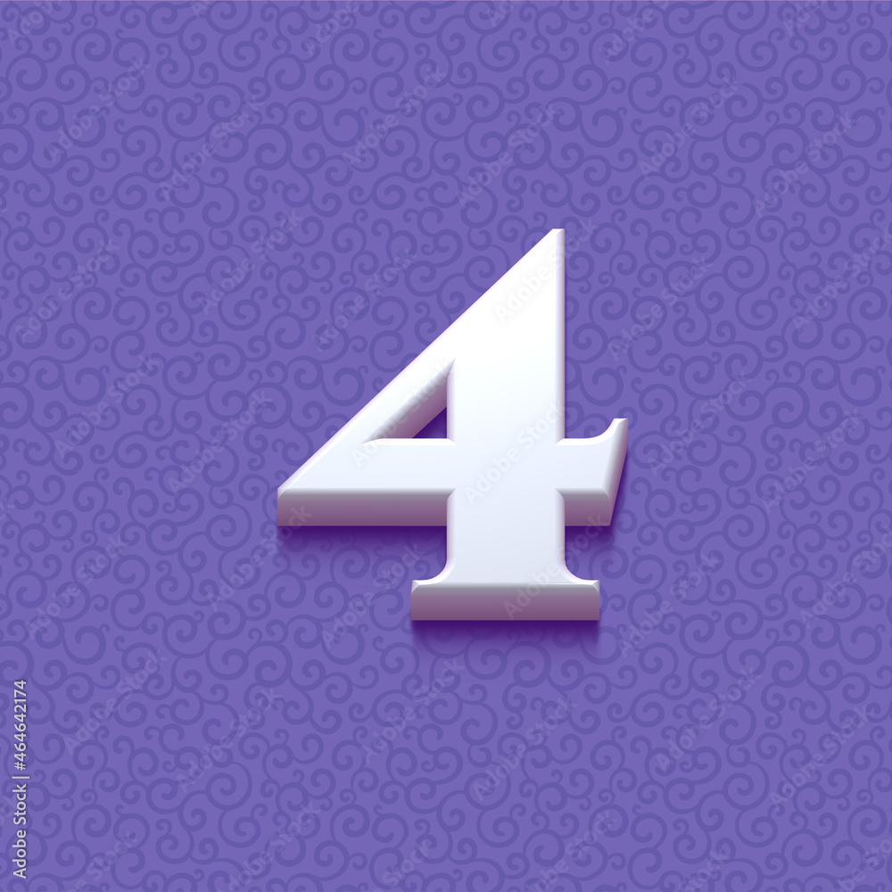 set of 3d numbers on violet background, four set of 3d numbers on violet background, four