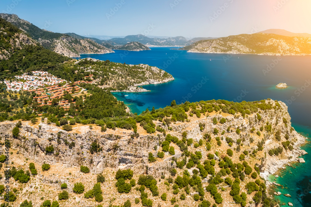 Obraz premium Beautiful summer landscape with rocky Mediterranean coast. Turkey, summer vacation.