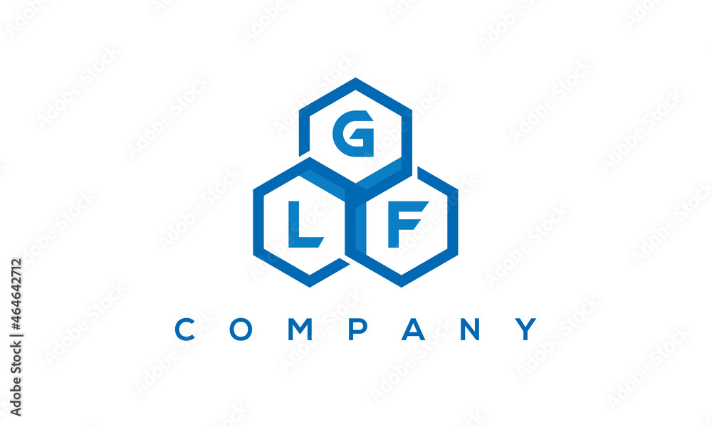 GLF three letters creative polygon hexagon logo GLF three letters creative polygon hexagon logo
