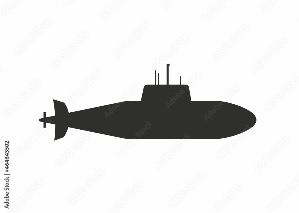 Submarine War Icons vector illustration. Black silhouette. Stock Vector ...