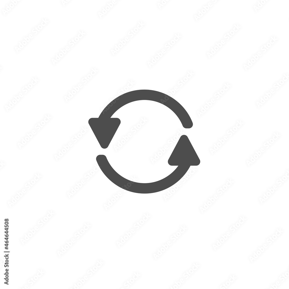 refresh or reload icon. Two round rotation arrows isolated on white. Flat icon. refresh or reload icon. Two round rotation arrows isolated on white. Flat icon.
