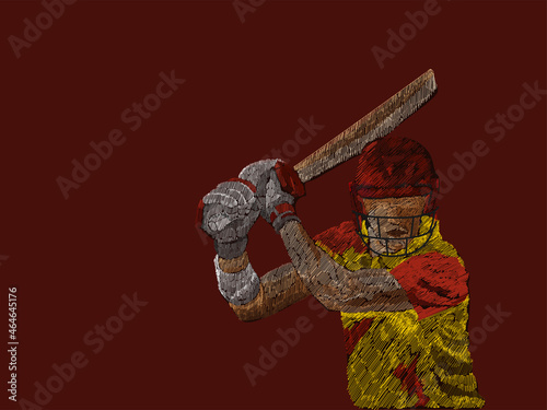 West Indies Cricket Batter Player With Line Pattern On Brown Background.