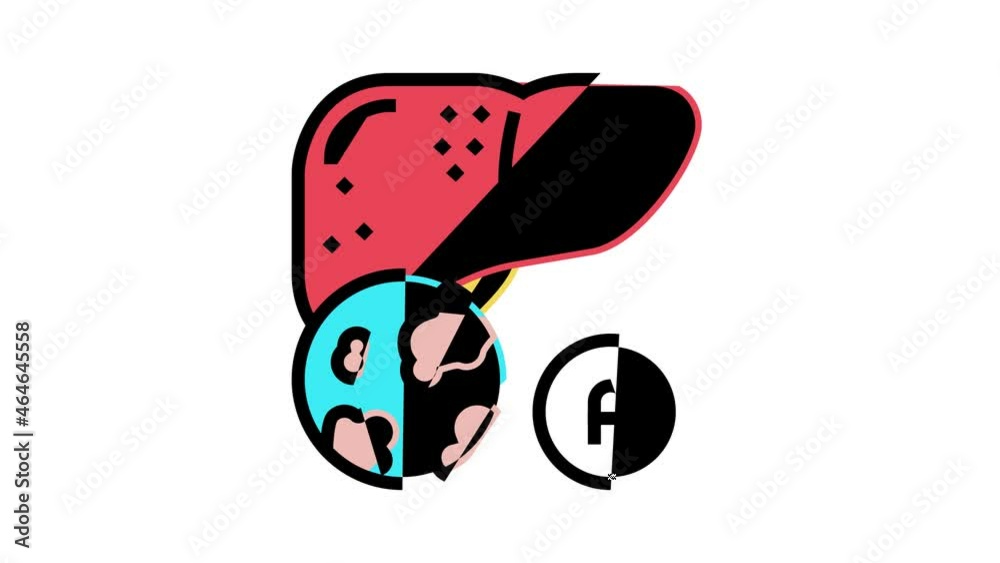 Hepatitis Liver Health Problem color icon animation. Cirrhosis And ...